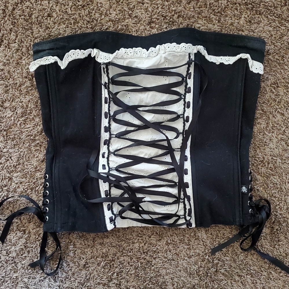 Tripp size L black and white zip corset